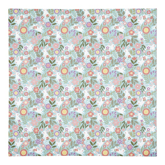 Pastel Bunny Floral Pattern 10&#x22; x 10&#x22; Cotton Twill Napkin